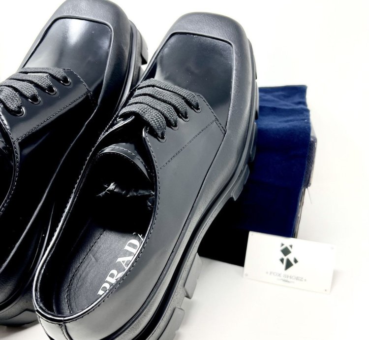Prada Chunky Monolith Derby Shoes Brushed Leather