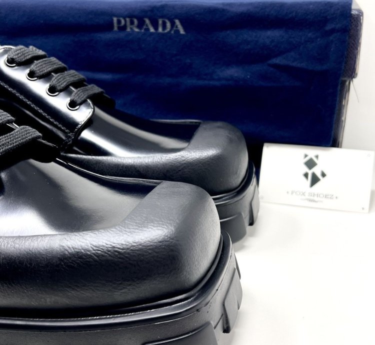 Prada Chunky Monolith Derby Shoes Brushed Leather
