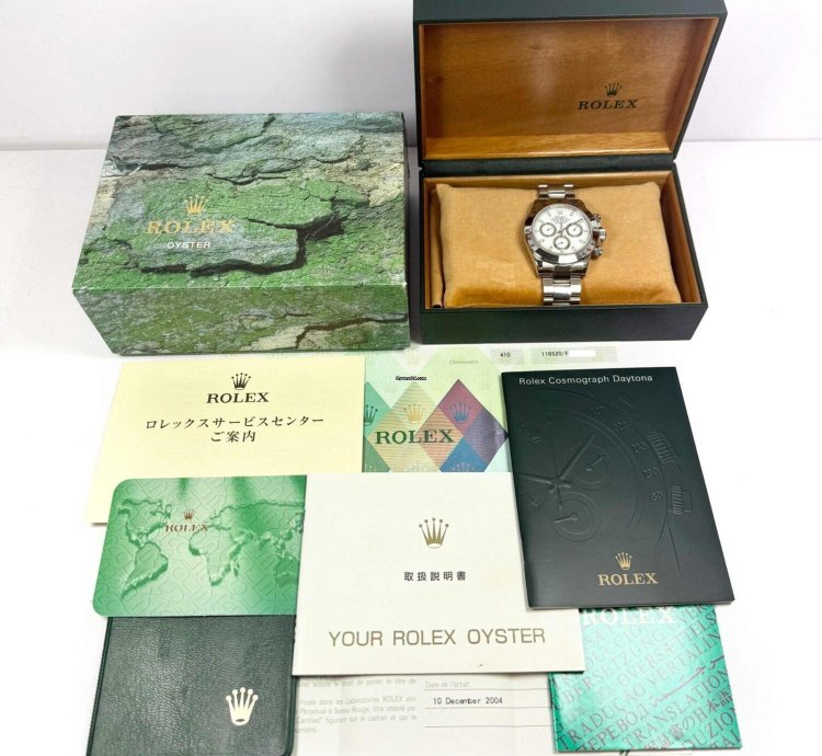 Rolex Daytona 2004 Lnib Rolex Daytona 116520 40mm White Dial Box Papers Stickersdaytona