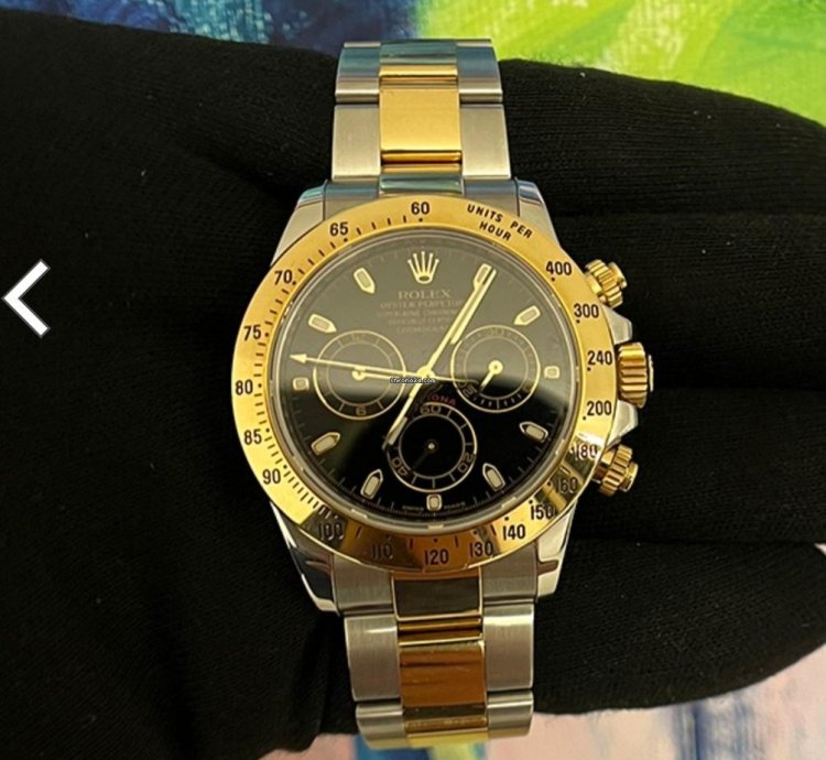 Rolex Daytona 2009 Rolex Cosmograph Daytona 40mm Black Dial Two-tone