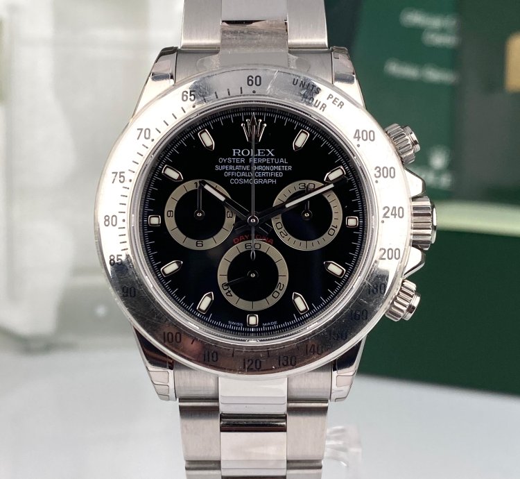 Rolex Daytona 2009 Rolex Daytona 116520 New Old Stock Black Dial Full Stickers Nos Large Buckle Complete