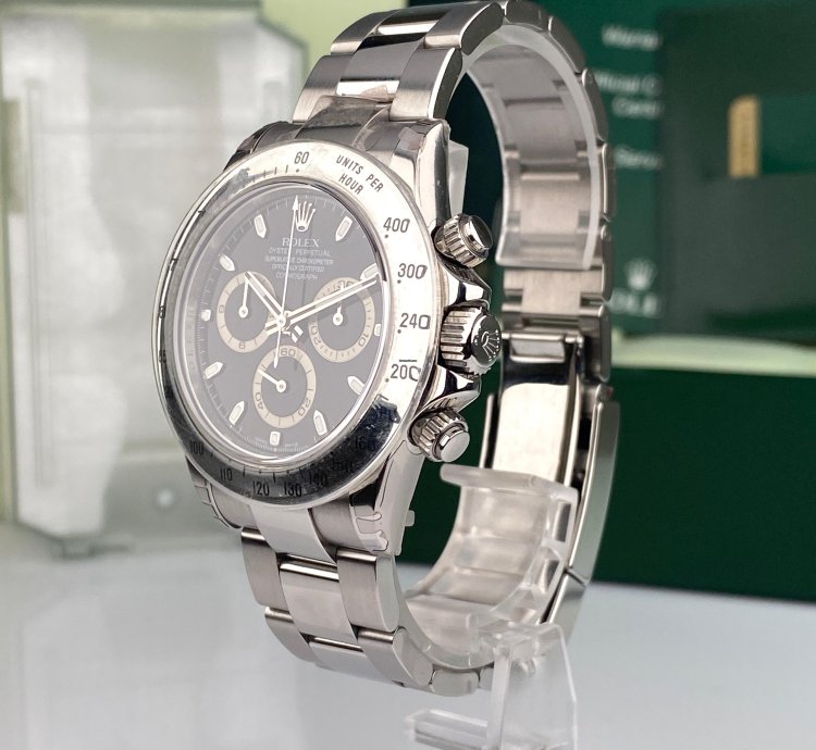 Rolex Daytona 2009 Rolex Daytona 116520 New Old Stock Black Dial Full Stickers Nos Large Buckle Complete