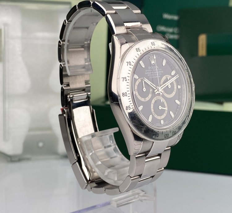 Rolex Daytona 2009 Rolex Daytona 116520 New Old Stock Black Dial Full Stickers Nos Large Buckle Complete