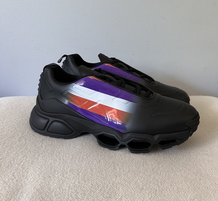Prada Collision Cross Sneakers In Black Violet
