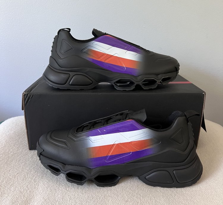 Prada Collision Cross Sneakers In Black Violet