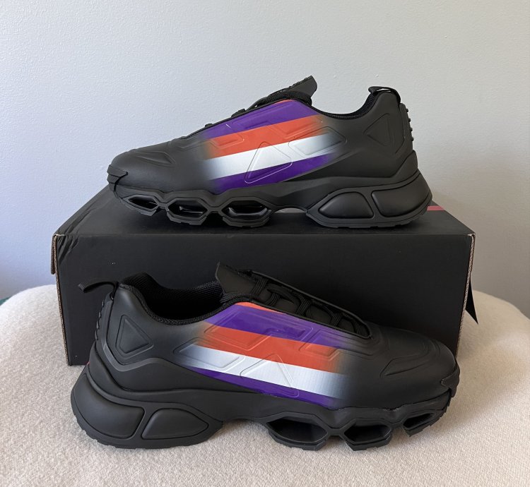 Prada Collision Cross Sneakers In Black Violet