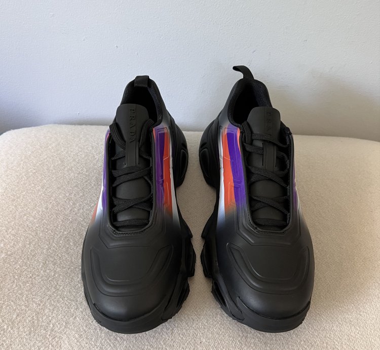 Prada Collision Cross Sneakers In Black Violet