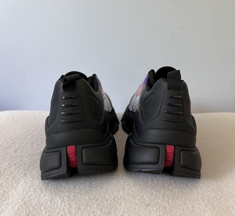 Prada Collision Cross Sneakers In Black Violet