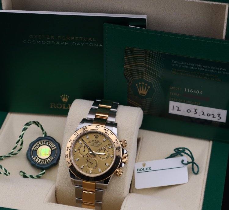 Rolex Daytona 2023 Daytona Champagne Dial Two Tone 116503 Full Set