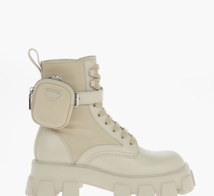 Prada Combat Boots With Logo Pouch