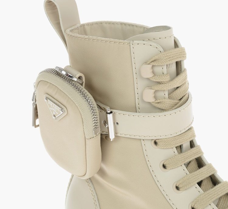 Prada Combat Boots With Logo Pouch