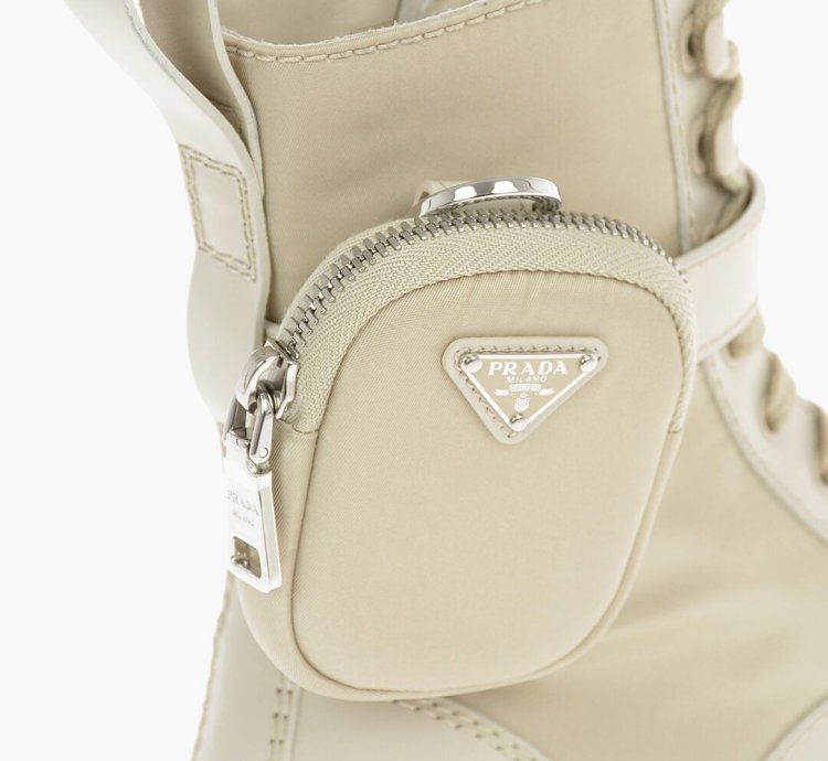 Prada Combat Boots With Logo Pouch