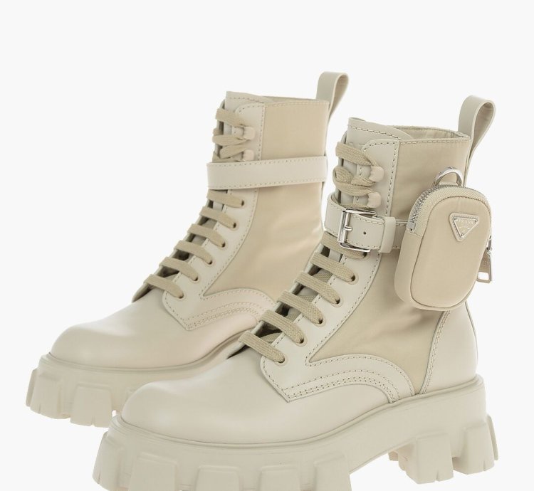 Prada Combat Boots With Logo Pouch