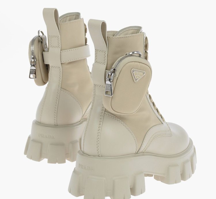 Prada Combat Boots With Logo Pouch