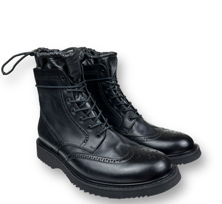 Prada Combat Wing Tip Oxford Leather Boots