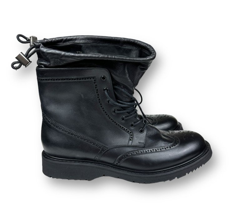 Prada Combat Wing Tip Oxford Leather Boots