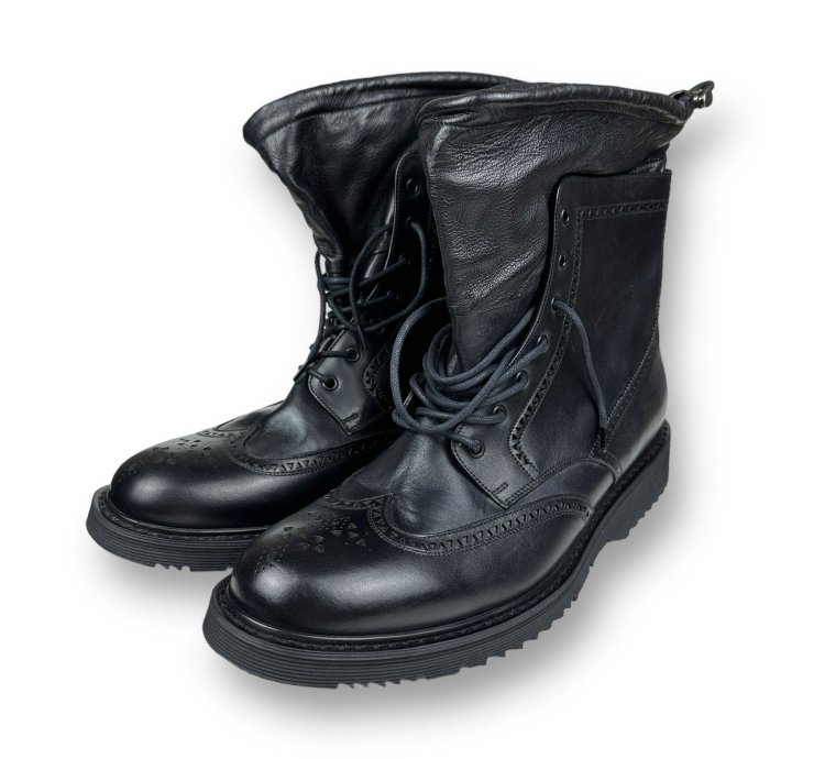 Prada Combat Wing Tip Oxford Leather Boots