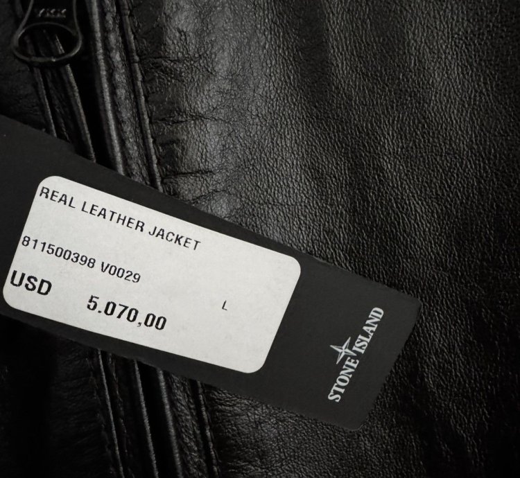 Stone Island Metallic Leather Biker Jacket
