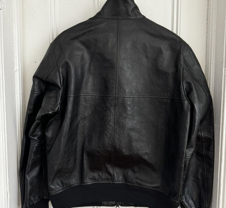 Stone Island Metallic Leather Biker Jacket
