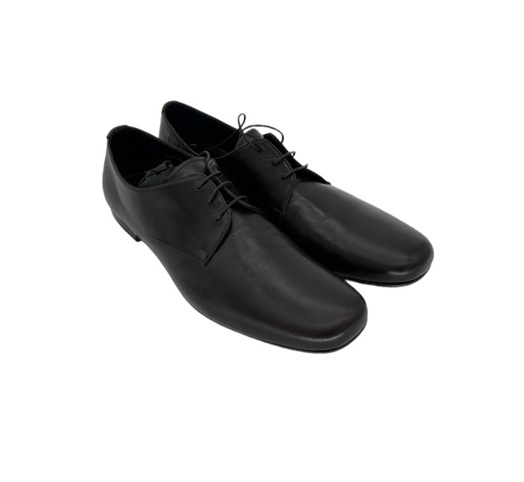 Prada Dark Brown Moro Grain Soft Leather Derby Shoes