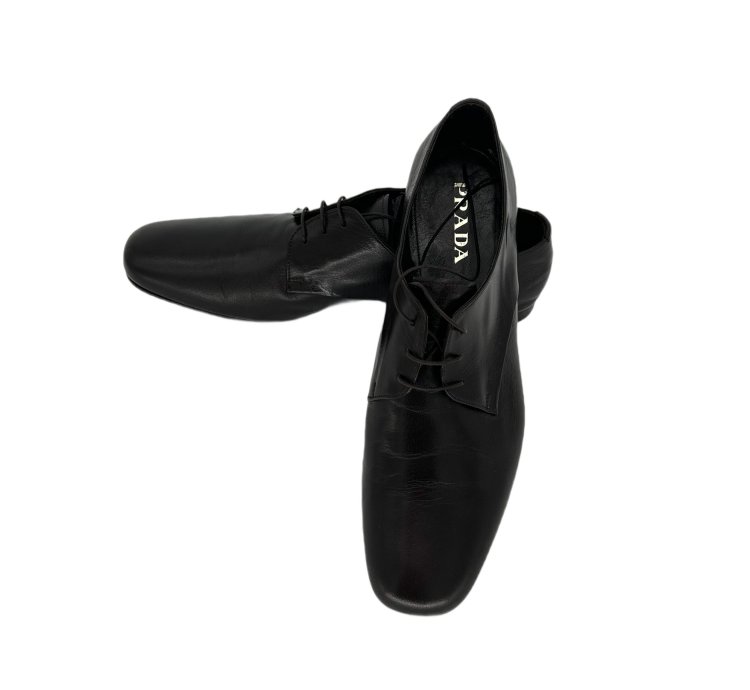 Prada Dark Brown Moro Grain Soft Leather Derby Shoes
