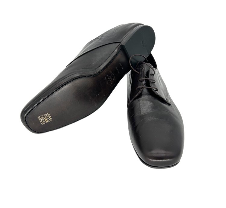 Prada Dark Brown Moro Grain Soft Leather Derby Shoes