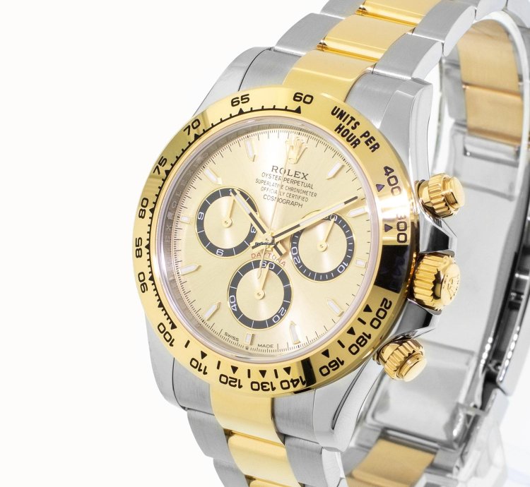 Rolex Daytona 40mm Yellow Gold And Steel Champagne Index Dial Gold Bezel 126503