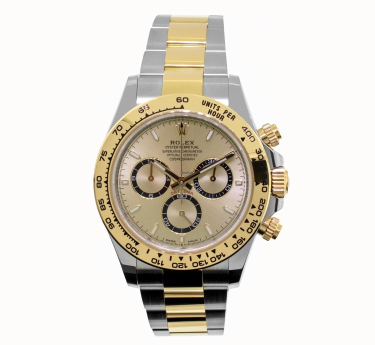 Rolex Daytona 40mm Yellow Gold And Steel Champagne Index Dial Gold Bezel 126503