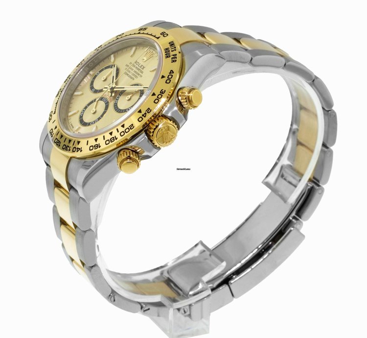 Rolex Daytona 40mm Yellow Gold And Steel Champagne Index Dial Gold Bezel 126503