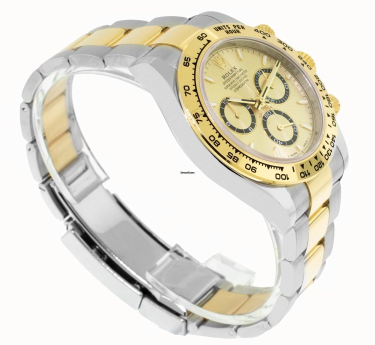 Rolex Daytona 40mm Yellow Gold And Steel Champagne Index Dial Gold Bezel 126503