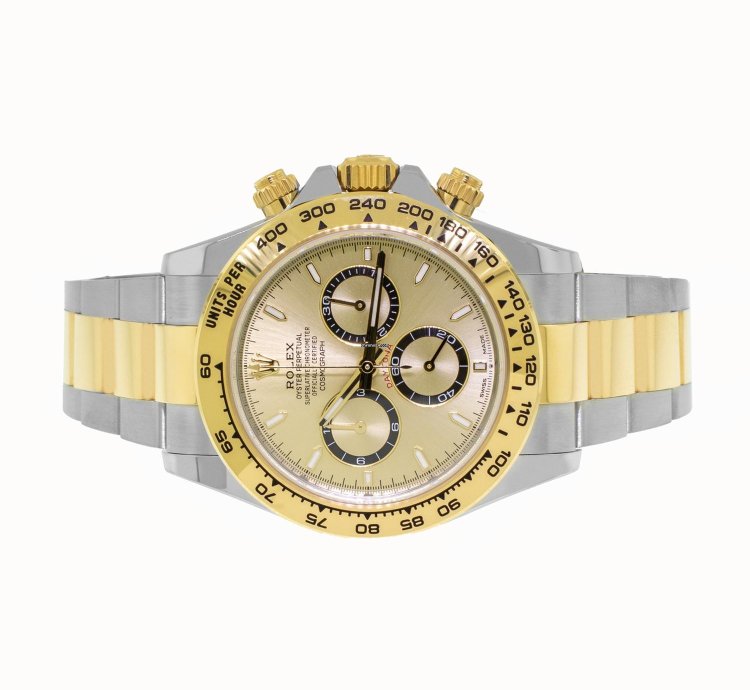 Rolex Daytona 40mm Yellow Gold And Steel Champagne Index Dial Gold Bezel 126503