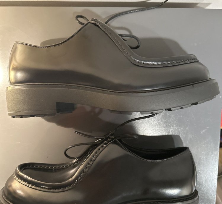 Prada Diapason Brushed Leather Lace Up Shoes