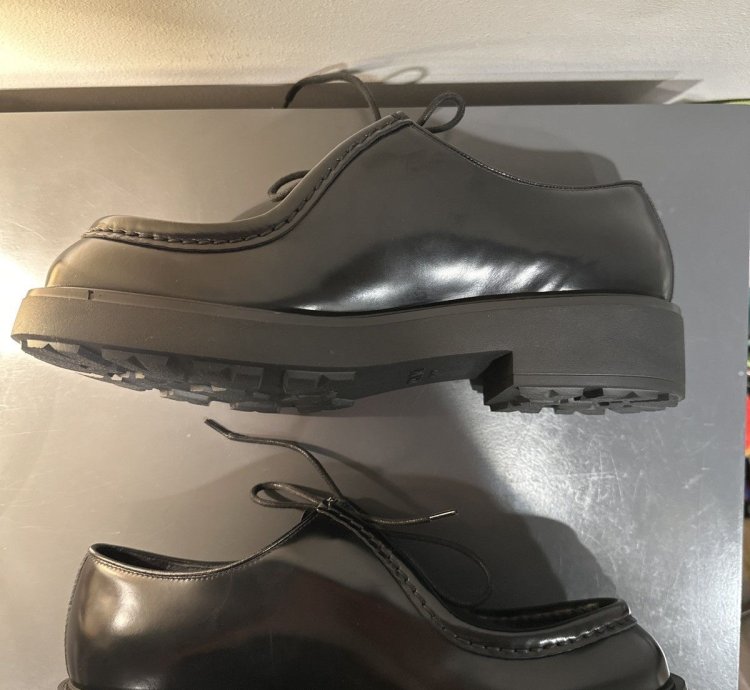 Prada Diapason Brushed Leather Lace Up Shoes