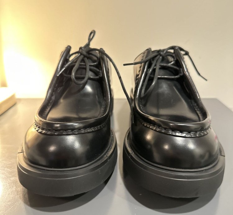 Prada Diapason Brushed Leather Lace Up Shoes