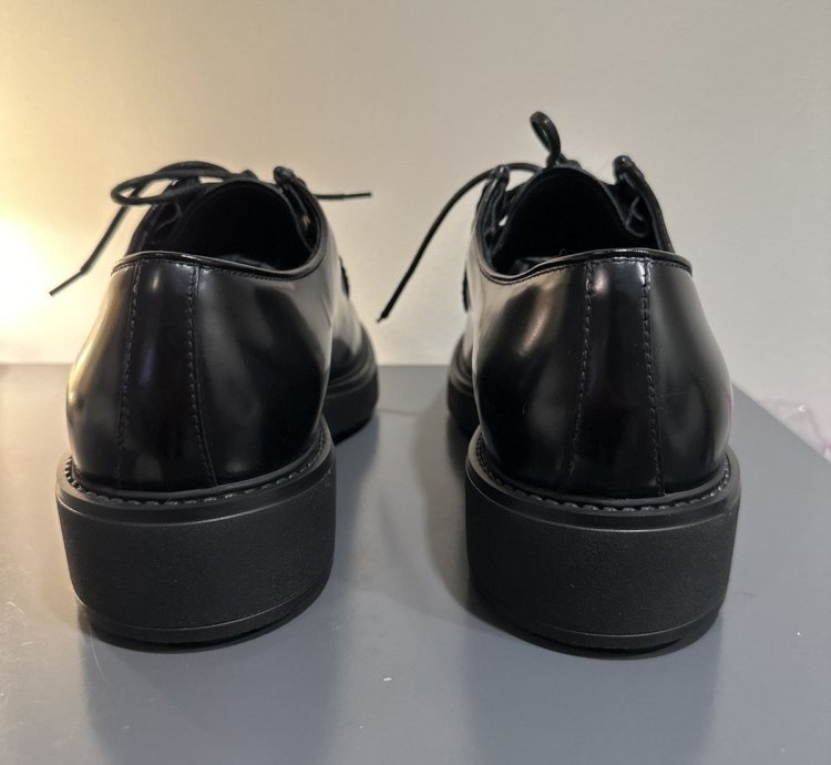 Prada Diapason Brushed Leather Lace Up Shoes