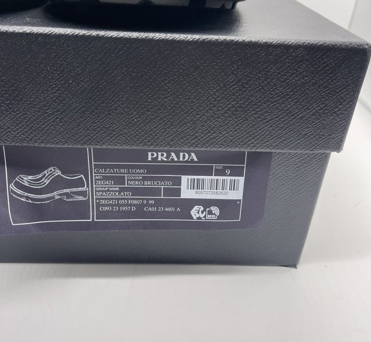 Prada Diapason Opaque Brushed Leather Lace-up Shoes Size 44