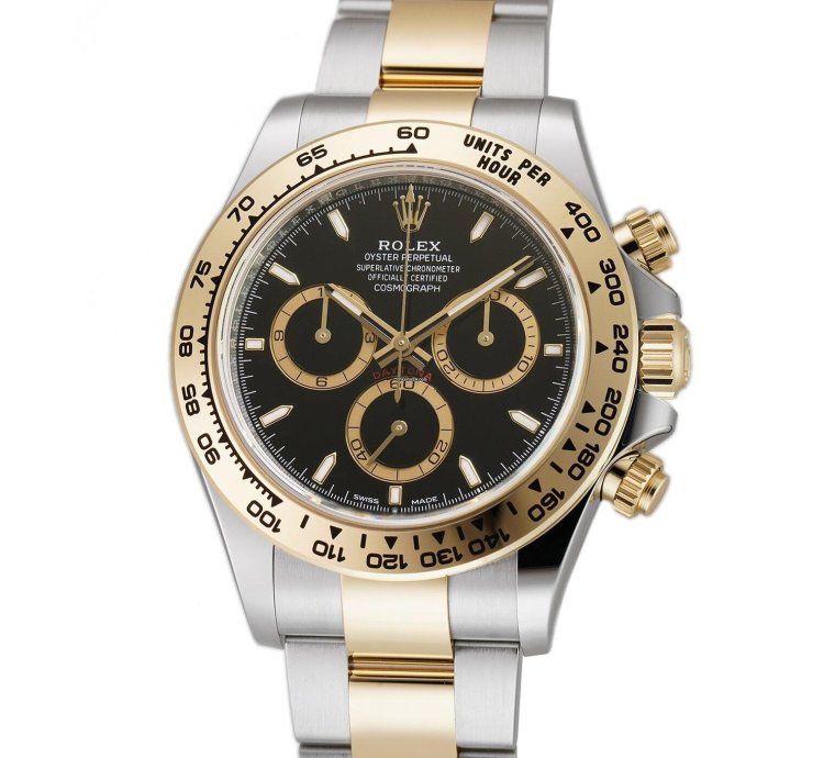 Rolex Daytona Black Index Dial Two Tone Yellow Gold 126503
