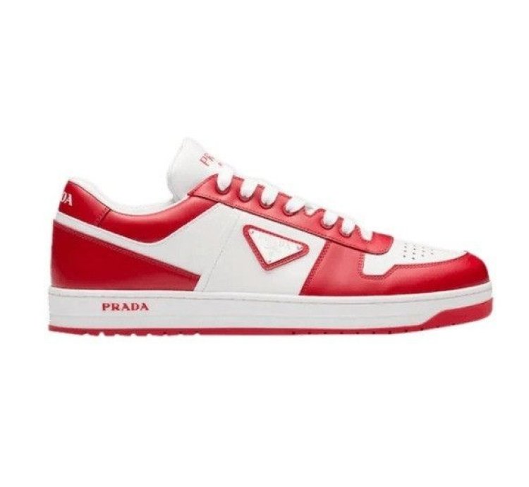 Prada Downtown Leather Sneakers White Red Men Prada Size 1