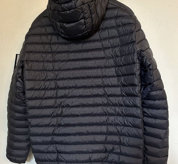 Stone Island Navy Loom Woven Nylon Down Puffer Jacket Size