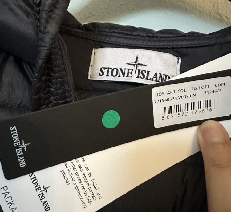 Stone Island Navy Loom Woven Nylon Down Puffer Jacket Size