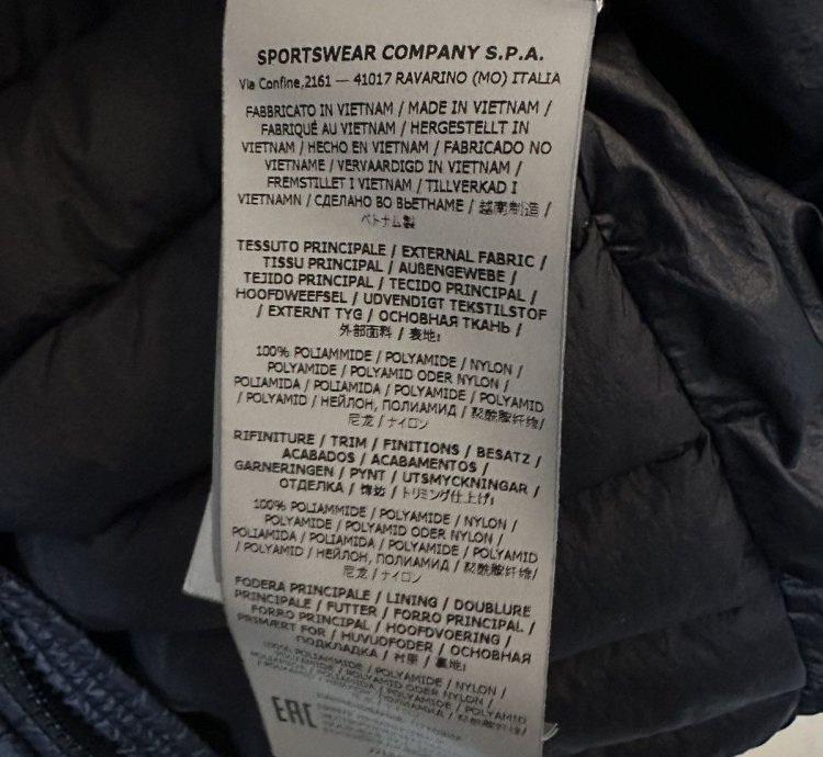 Stone Island Navy Loom Woven Nylon Down Puffer Jacket Size