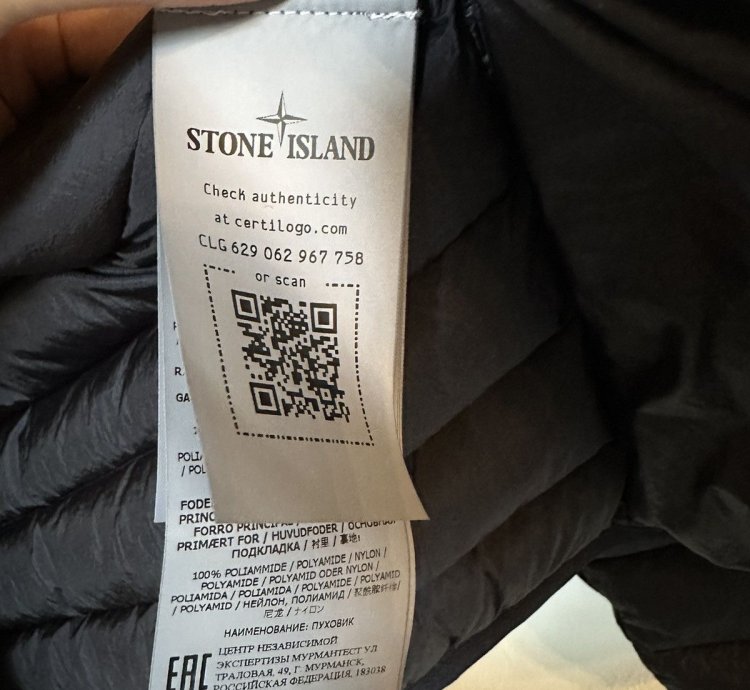 Stone Island Navy Loom Woven Nylon Down Puffer Jacket Size