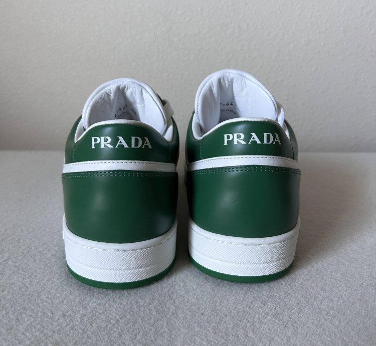 Prada Downtown Sneakers In White And Green
