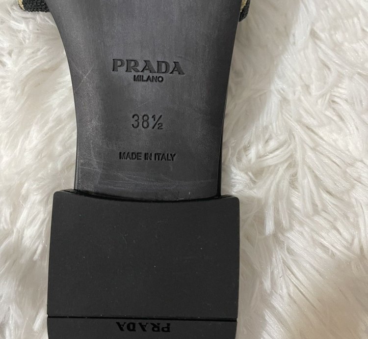 Prada Embroidered Fabric Slides
