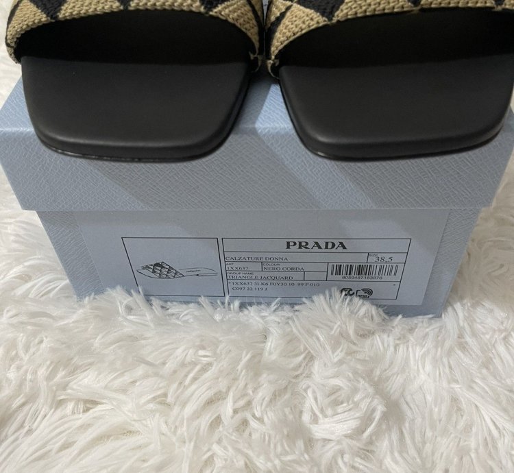 Prada Embroidered Fabric Slides