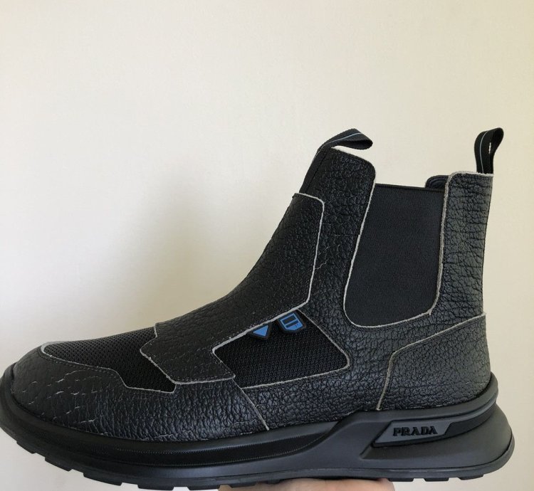 Prada Fall 2018 High-top Trainers Shoes 2tg139 Black Suede