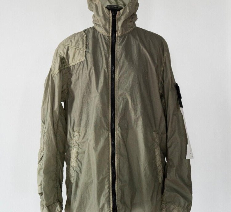 Stone Island Nwt Lamy Velour Nylon Green Jacket Sz