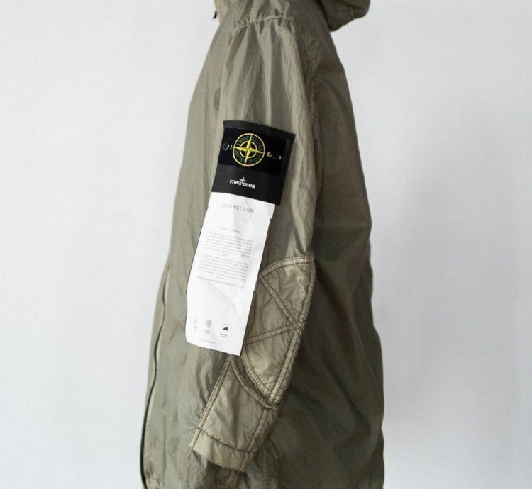 Stone Island Nwt Lamy Velour Nylon Green Jacket Sz
