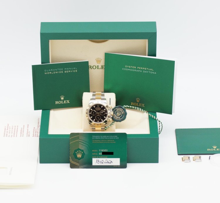 Rolex Daytona Cosmograph Daytona Schwarz 116503 Gelbgold Full-set 2021 Ungetragen De