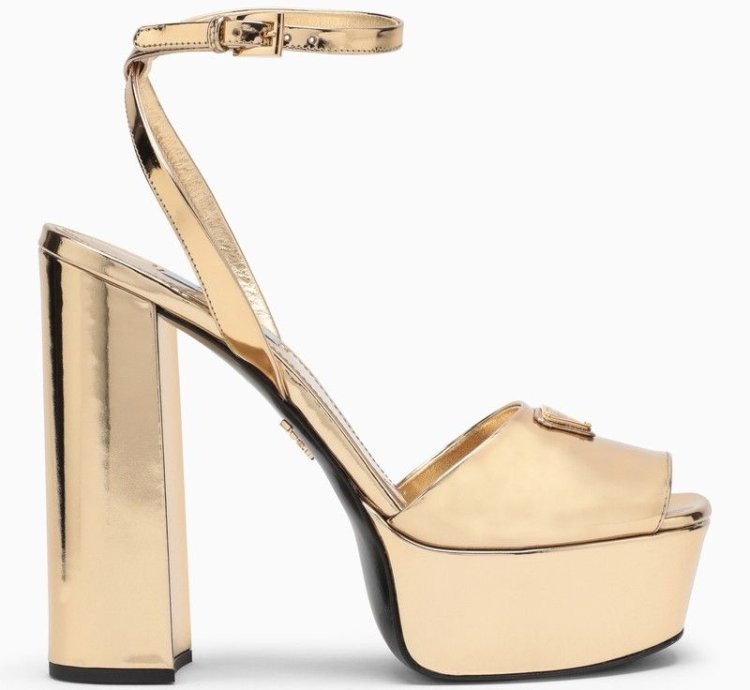 Prada Gold Platform Leather Sandal